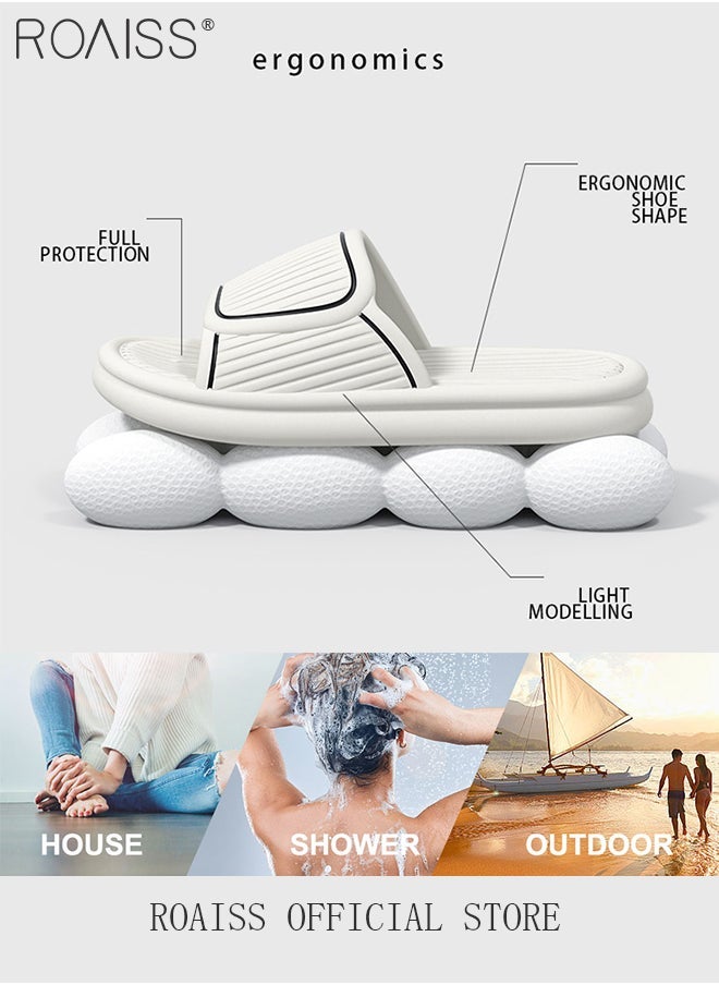 roaiss Unisex Pillow Slippers, Thick Sole Bath Slippers, Summer Beach Sandals, Non-slip Quick-drying Shower Slides, Lightweight House Slippers with Anti-Slip Sole and Ergonomic Design, Perfects for Bathroom, Bedroom, Living Room, Swimming Pool and Beach  - Image 2