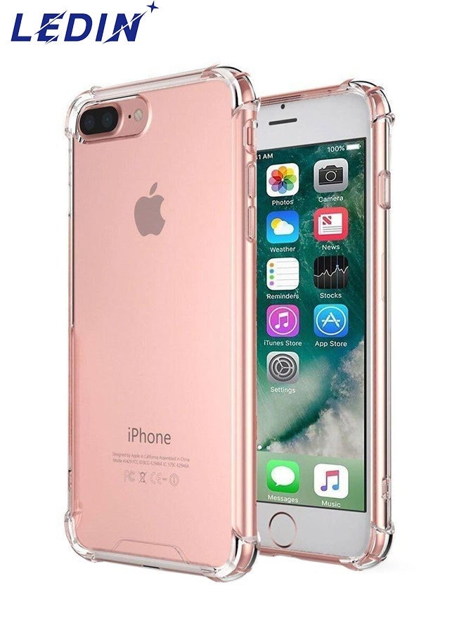 ليدين جراب شفاف لهاتف iPhone 7 Plus، جراب خلفي مرن ناعم من السيليكون، جراب مقاوم للصدمات ومضاد للخدش مع زاوية معززة ومتوافق مع iPhone 7 Plus شفاف - Image 1