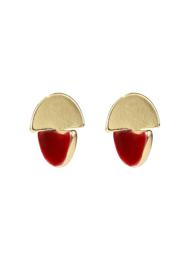 SALTY Anti Tarnish Vintage Rouge Stud Earrings Set for Women | Stylish Fashion Jewellery | Accessories for Girls | Minimal Jewelry | Ideal for Gifting | Marriage, Birthday | Gift for Valentine Day - Image 1