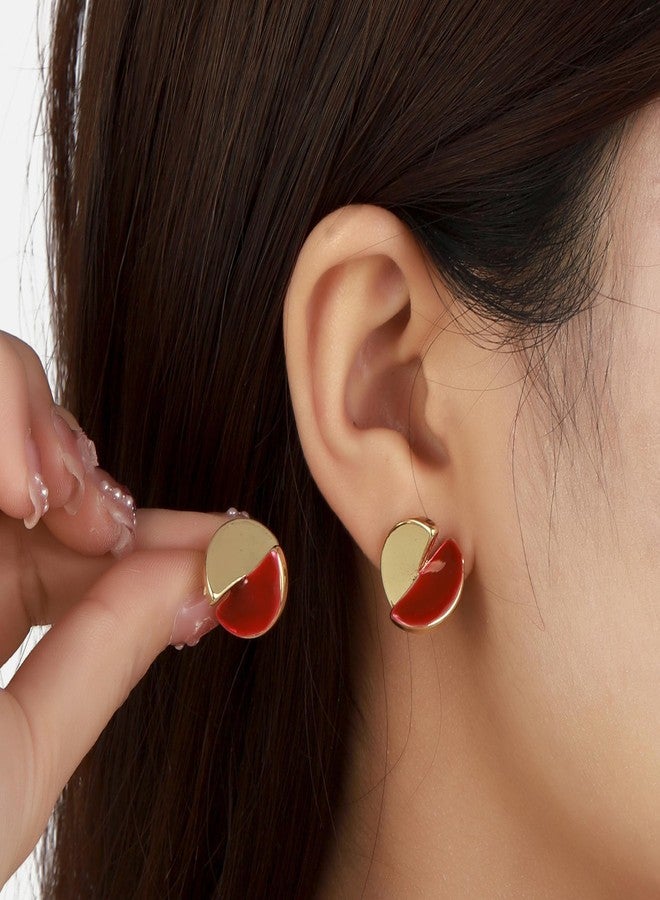 SALTY Anti Tarnish Vintage Rouge Stud Earrings Set for Women | Stylish Fashion Jewellery | Accessories for Girls | Minimal Jewelry | Ideal for Gifting | Marriage, Birthday | Gift for Valentine Day - Image 2