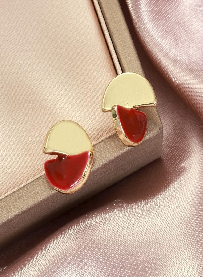 SALTY Anti Tarnish Vintage Rouge Stud Earrings Set for Women | Stylish Fashion Jewellery | Accessories for Girls | Minimal Jewelry | Ideal for Gifting | Marriage, Birthday | Gift for Valentine Day - Image 3