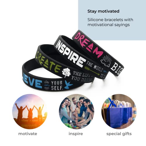 Inkstone "Dream, Believe, Inspire, Create Silicone Wristbands Inspirational Message Rubber Bracelets - Image 4