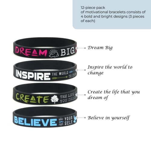 Inkstone "Dream, Believe, Inspire, Create Silicone Wristbands Inspirational Message Rubber Bracelets - Image 2