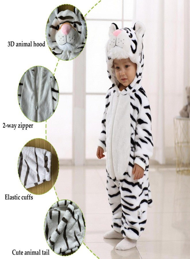 TONWHAR Infants Toddlers Halloween Cosplay Clothes Kids' Tiger Costume Outfit(2-3T,White Tiger) - Image 2