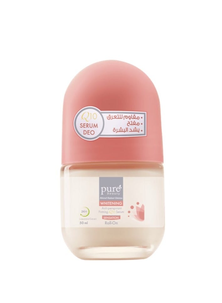 Pure Beauty Whitening Anti-Perspirant Firming Q10 Serum Sensation Roll On 24 Hours Underarm Protection 50ml