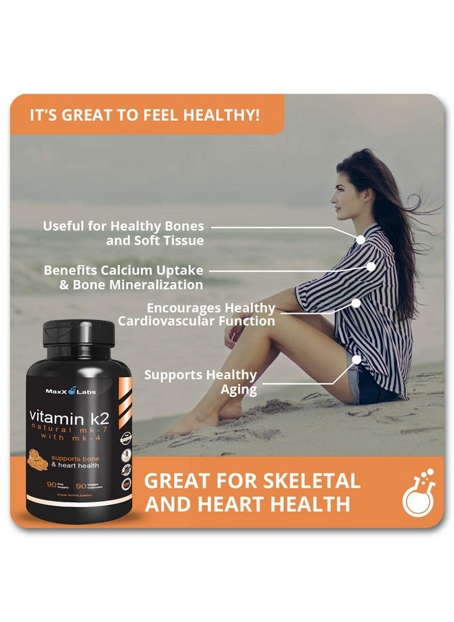 MaxX Labs High Strength Vitamin K2600 Mcg Full Spectrum Vitamin K2 Mk4 Mk7 Vitamin K Mk7 Natto & Mk4 & Calcium 100 Mg K2 Vitamin Supplement Complex K27 M790 Works W/ Vitamin D3 5000 Iu 90 Veggie Caps  - Image 3