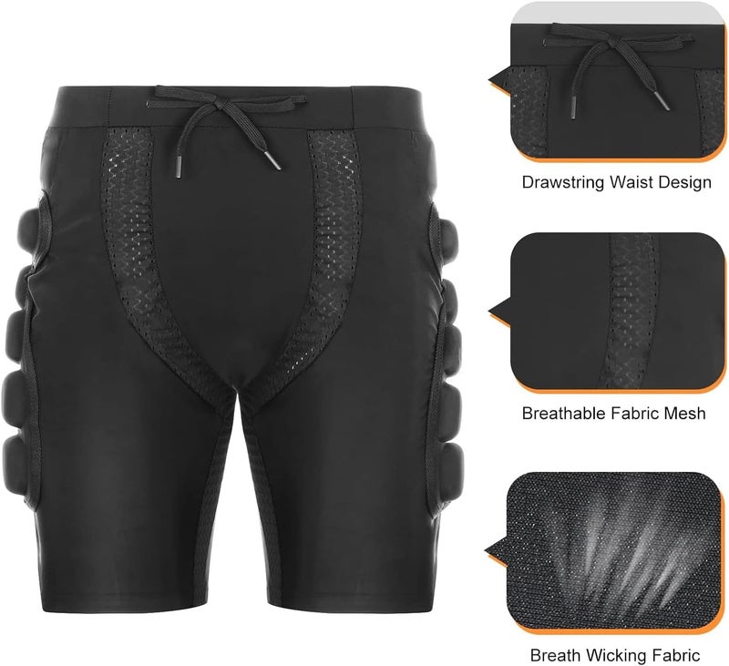 Relaxyee Protective Padded Shorts, Impact Resistance Sportswear Outdoor Impact Protective Gear for Snowboard, Skate, Ski, Skateboard, Unisex, 3D Protection for Hip, Butt and Tailbone (Large) - Image 3