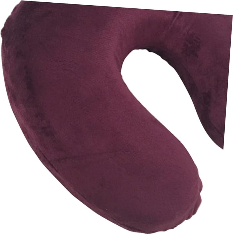 U Shaped Memory Foam Neck Pillow for Travel Home Office Wine Red Removable Cover - Image 4