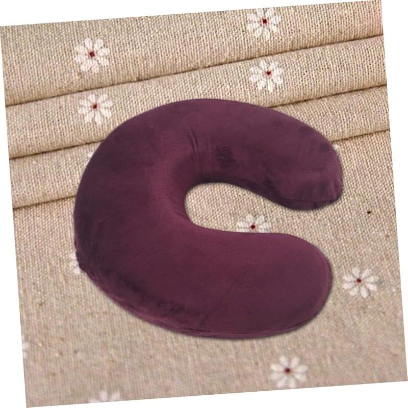 U Shaped Memory Foam Neck Pillow for Travel Home Office Wine Red Removable Cover - Image 3