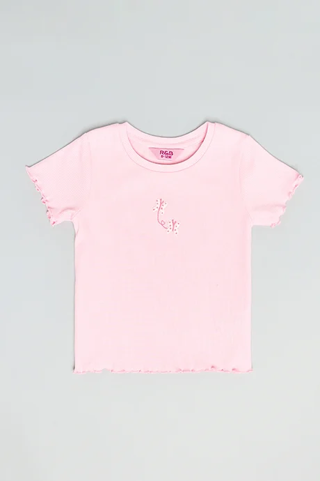 أر أند بي 2 Pack Butterfly Print Tops with Crew Neck and Short Sleeves