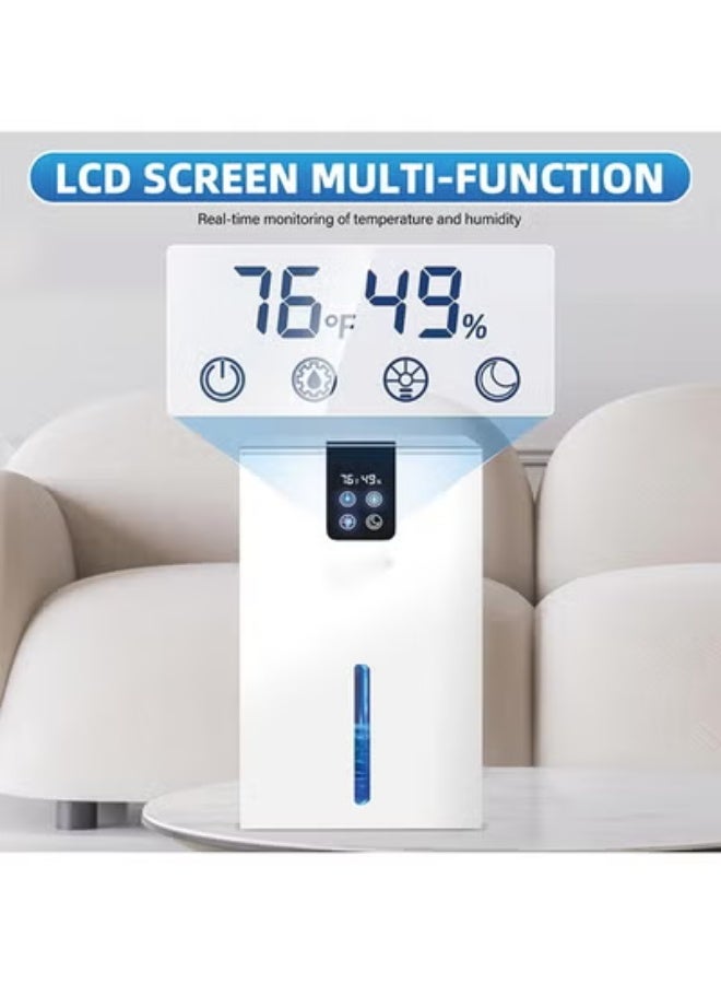 Dehumidifier for Home, 2.6L Water Tank, Dehumidifier for Basement Bedroom, Dehumidifiers for Room with 7 Colors LED Light, Auto Shut Off, Humidity Display(White) - Image 3