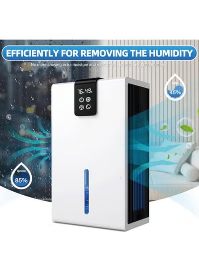 Dehumidifier for Home, 2.6L Water Tank, Dehumidifier for Basement Bedroom, Dehumidifiers for Room with 7 Colors LED Light, Auto Shut Off, Humidity Display(White) - Image 5