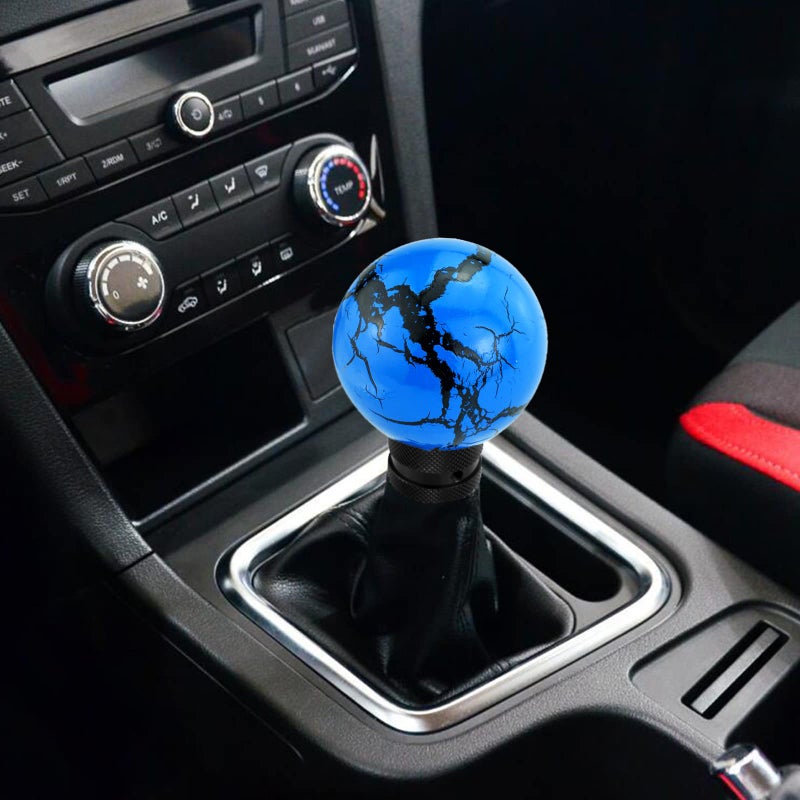 Arenbel Car Racing Round Gear Shifter Grip Speed Handle Marble Ball Shape Stick Lever Shift Head Knob Fit Regular Auto Manual Transmissions, Blue - Image 2