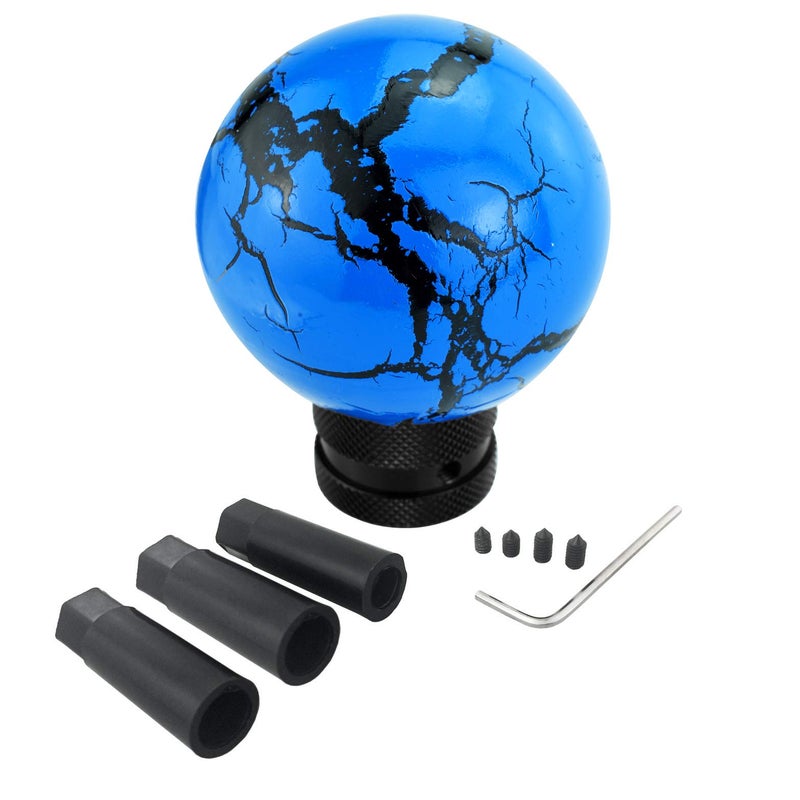 Arenbel Car Racing Round Gear Shifter Grip Speed Handle Marble Ball Shape Stick Lever Shift Head Knob Fit Regular Auto Manual Transmissions, Blue - Image 1