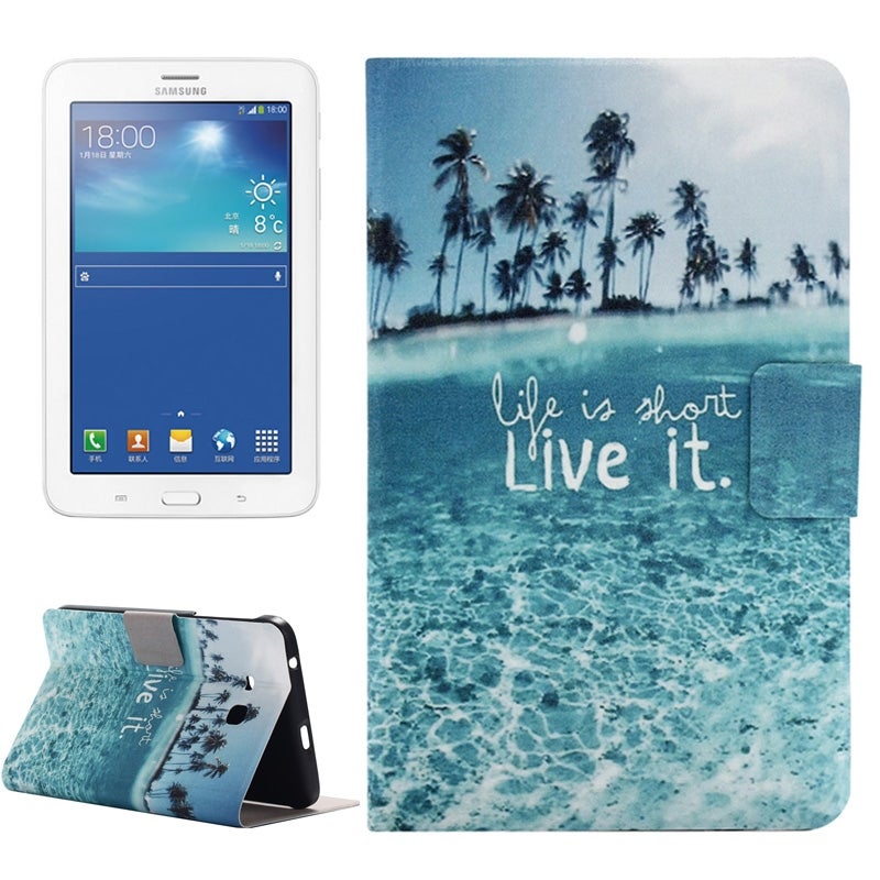 جراب جلدي أفقي قابل للطي بنقشة المحيط الأزرق مع حامل لجهاز Galaxy Tab 3 Lite 7.0 3G / T111 - Image 1