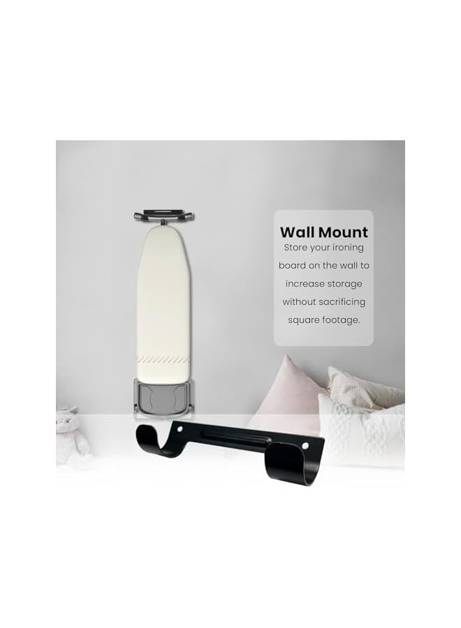 S-TOP Wall-Mount Ironing Board Holder with Storage Shelf, Space-Saving Laundry Room Organiser, Black - Image 5