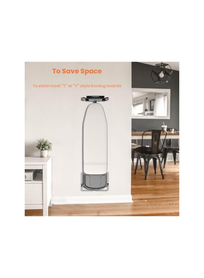 S-TOP Wall-Mount Ironing Board Holder with Storage Shelf, Space-Saving Laundry Room Organiser, Black - Image 2