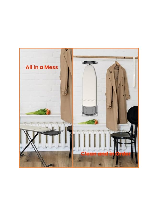 S-TOP Wall-Mount Ironing Board Holder with Storage Shelf, Space-Saving Laundry Room Organiser, Black - Image 4