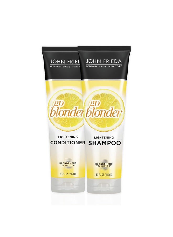John Frieda Sheer Blonde Go Blonder Shampoo and Conditioner Set, 8.3 Ounce Gradual Lightening, In Shower Lightening Treatment, For Natural or Color-Treated Hair, with Citrus and Chamomile - Image 1