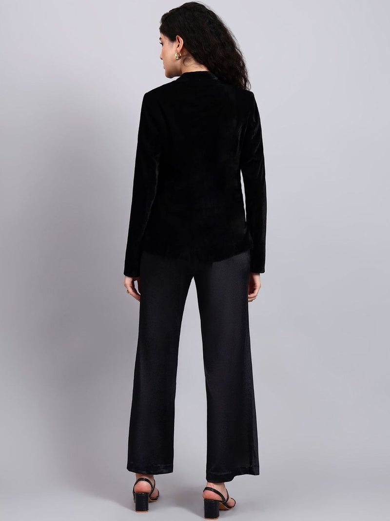 Powersutra Black Velvet Blazer for Women - Image 3