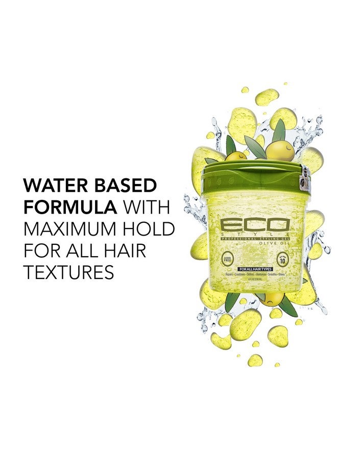 Eco Style Gel Olive Oil Styling Gel Adds Shine And Tames Split Ends Delivers Moisture To Scalp Nourishes And Repairs Provides Weightless And Superior Hold Ideal For All Hair 8 Oz - Image 3