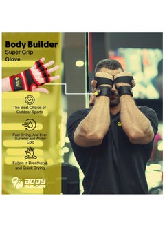 Laperva Body Builder Super Grip Glove, L, Black and Red  - Image 2
