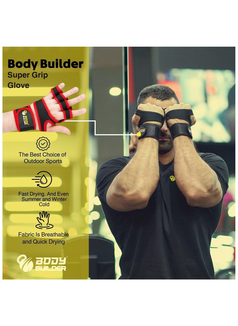 Laperva - Body Builder Super Grip Glove, L, Black and Red - Image 1