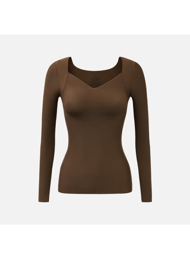 Kj Women's Autumn Thermal Top Naked Cloud Skin Base Shirt Seamless Long Sleeve Autumn Winter Slim Fit Outerwear With Chest Pad - Image 5