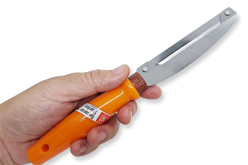 WitnyStore Kitchen Tool 8 Long Orange Plastic Handle Stainless Steel Peeler  Thai Cooking Utensils Multipurpose Portable HandHeld Cookery Equipments for Preparing Food Fruit Vegetable
