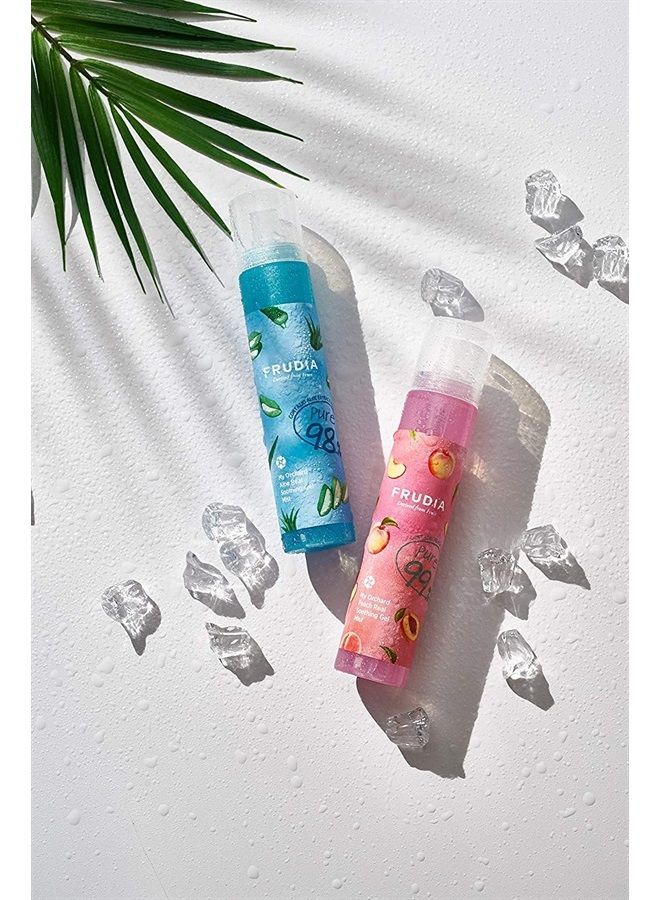 frudia جل مائي مهدئ حقيقي من ويلكوس بنكهة الخوخ | رذاذ مرطب للوجه من العناية بالبشرة الكورية مع مستخلصات الخوخ والعسل النقي | مرطب وجه عضوي مرطب من الجمال الكوري (4.2 أونصة سائلة) - Image 2