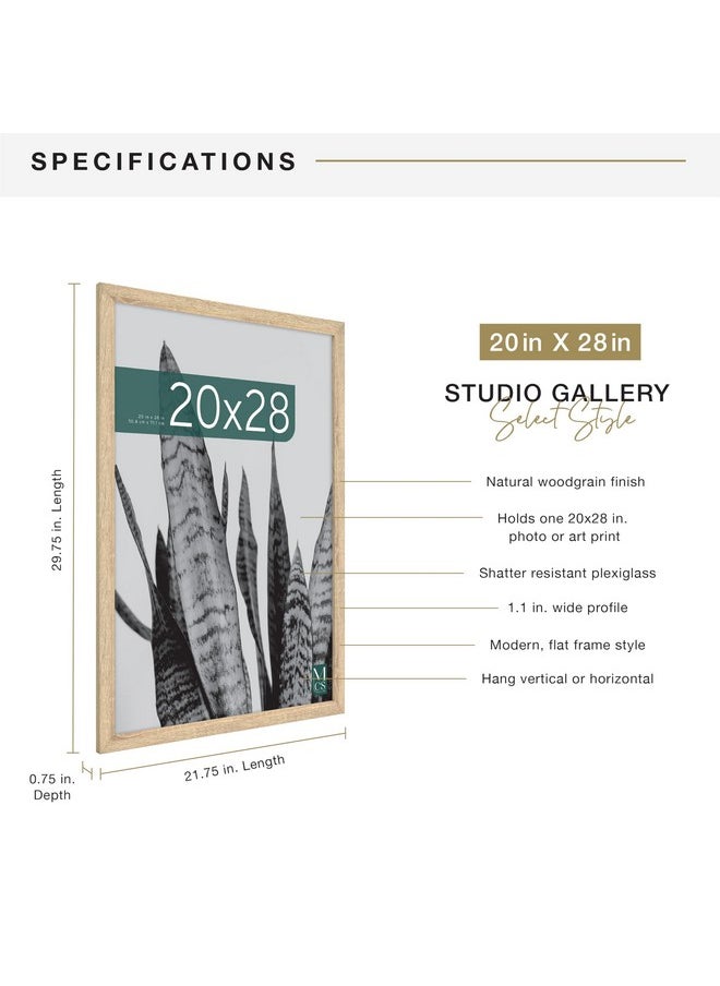 MCS MCS Studio Gallery 20x28 Poster Frame Natural Woodgrain, Vertical & Horizontal Wall Hanging Large Picture Frame for Photos, Posters & Art Prints (1-Pack)  - Image 3