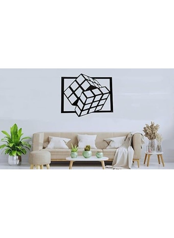 مرفا لوحة حائط خشبية ذات قاعدة لاصقة - أسود (مكعب روبيك) - Image 1