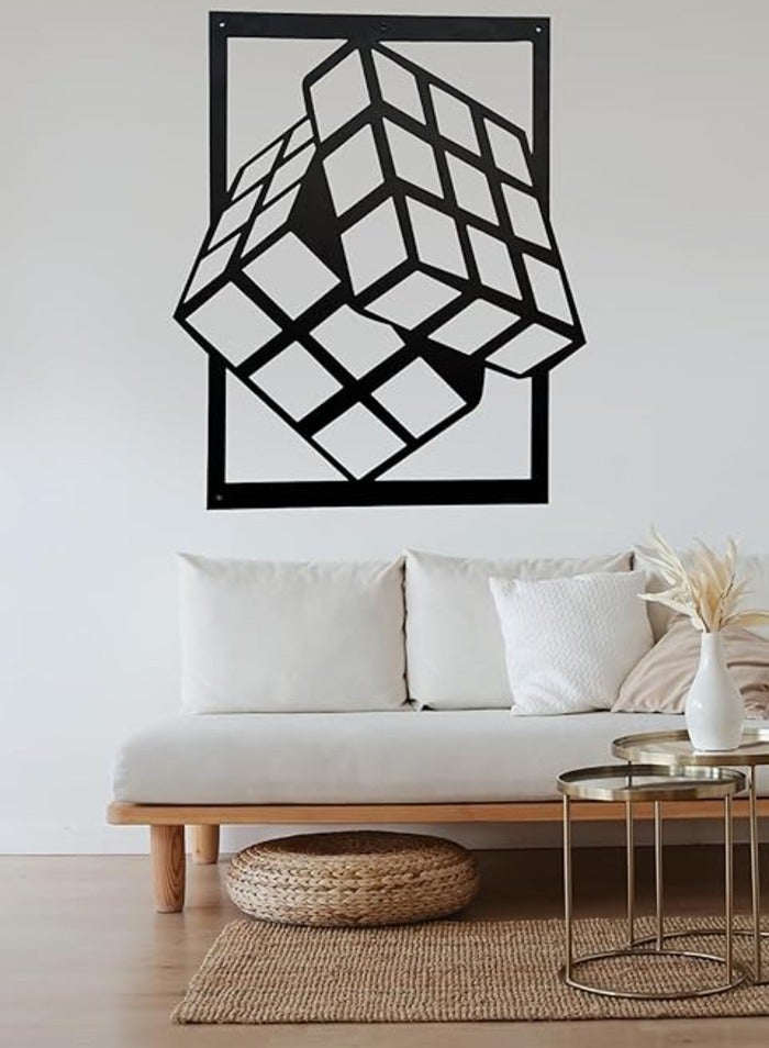 مرفا لوحة حائط خشبية ذات قاعدة لاصقة - أسود (مكعب روبيك) - Image 4