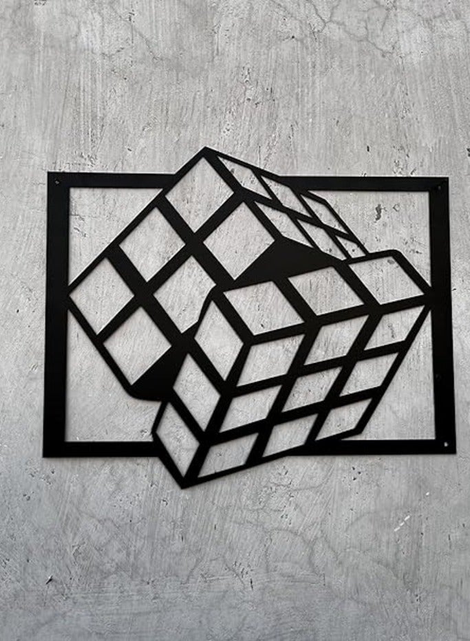 مرفا لوحة حائط خشبية ذات قاعدة لاصقة - أسود (مكعب روبيك) - Image 2