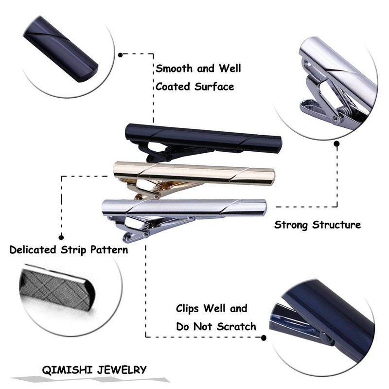 QIMOSHI 6pcs Tie Clips for men Tie Bar Clip Set for Regular Ties Necktie Wedding Business Tie Pin Clips - Image 5