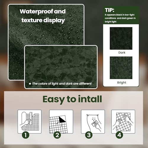 Abyssaly Dark Green Peel and Stick Wallpaper - Modern Textured Wall Paper Thicken- Removable Self Adhesive Vinyl Wrap Waterproof Contact Paper for Cabinet Bedroom Bathroom Home Decor 118"x 15.7" - Image 3