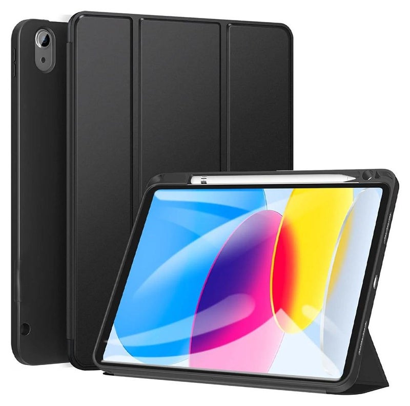 آرمور كفر ايباد الجيل العاشر  10.9 بوصة 2022 / ايباد الجيل الحادي عشر (A16) 11 بوصة 2025 مع حامل قلم ذكي ،غطاء ذكي رفيع بمسند اغلاق/تشغيل الشاشة تلقائي ، أسود - Image 1
