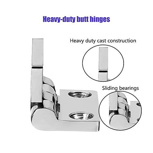 ODYSUNRAL Stainless Steel Boat Hinges, Marine Grade Hinges, 2 inch x 2 inches (50mm X 50 mm), No Noise, Heavy Duty 316 Stainless Steel with Screws (4 PCS) - Image 4