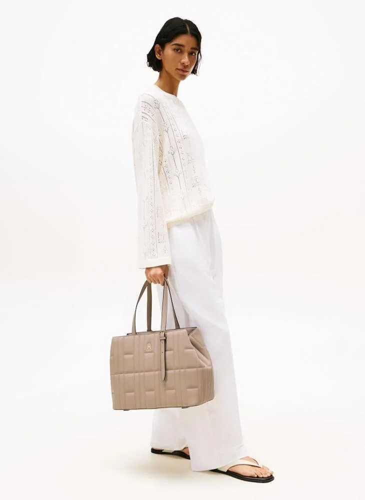 تومي هيلفيغر Logo Detailed Zip Through Tote