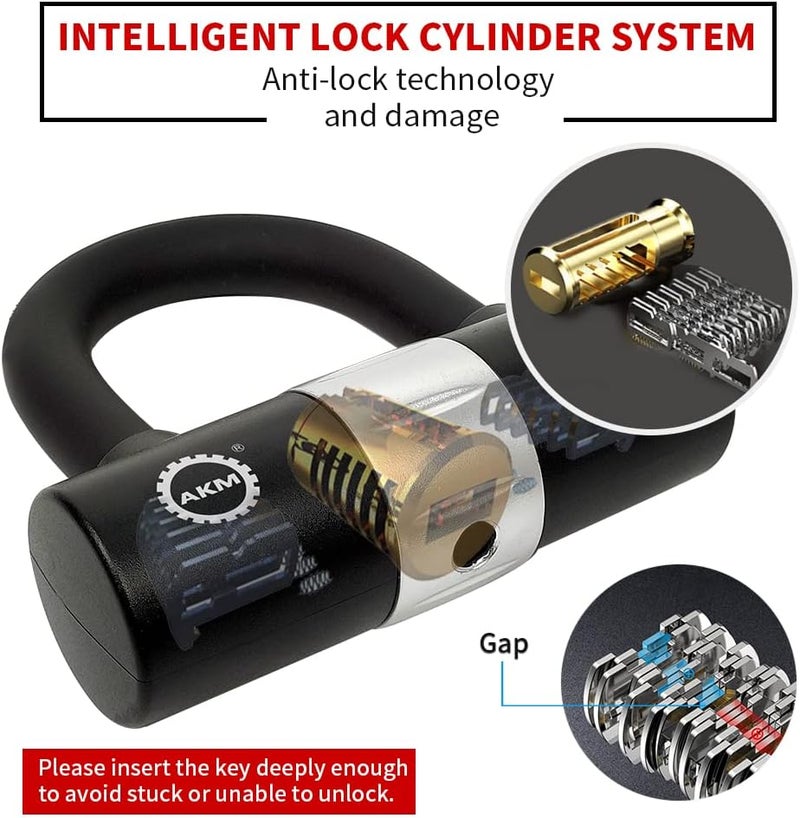 AKM Motorcycle Chain Lock 160cm/5.3ft Heavy Duty Bike Chain Lock Anti-Theft Durable 10mm Thick Ring Security Bicycle Chain Lock with 4Keys 16mm U Lock for Moped,Scooter,Motorcycles - Image 3