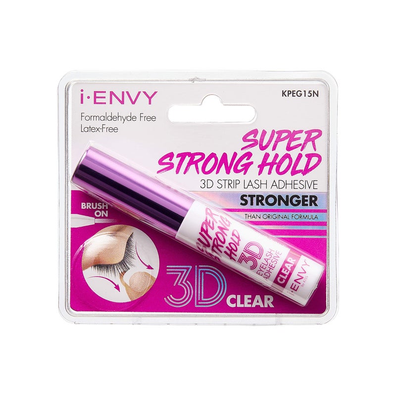 i.Envy لاصق رموش 3D من i-Envy بواسطة KISS، لاصق رموش مقاوم للماء، سهل التطبيق، خالي من اللاتكس، يدوم طويلاً ومثالي للعيون الحساسة (شفاف) - Image 1