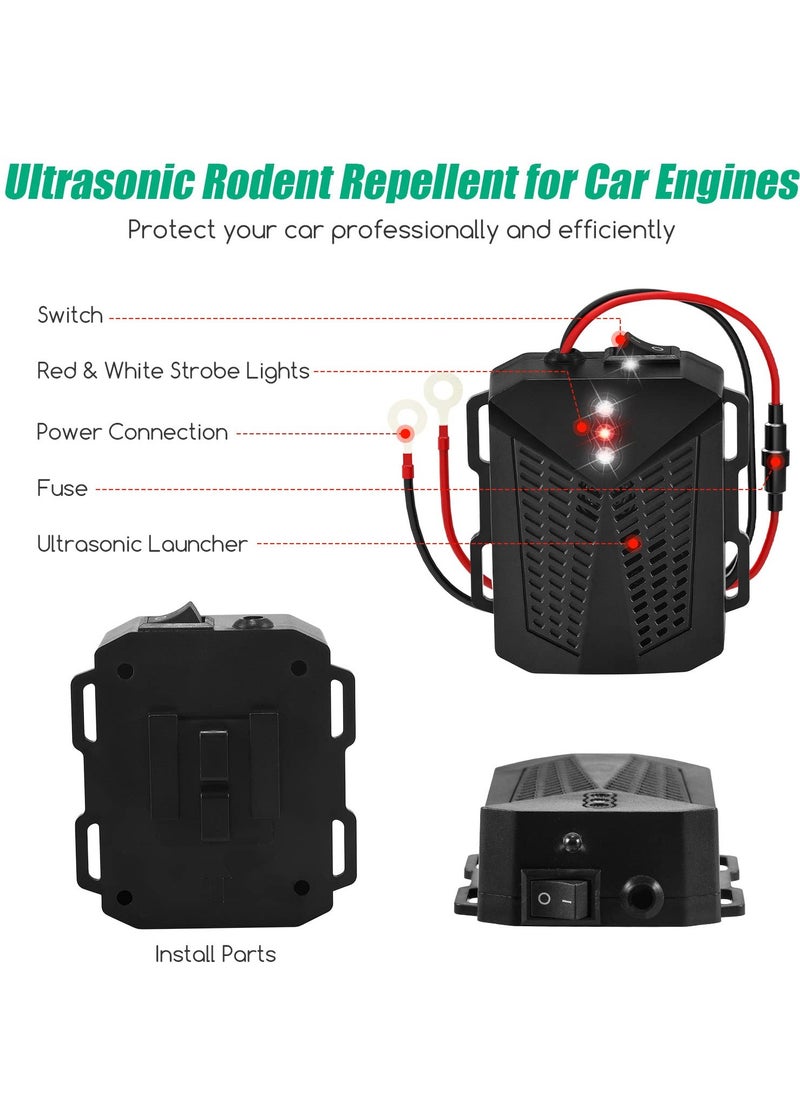 SYOSI - Rodent Repellent for Car Engines Ultrasonic Pest Repeller with Evictor Strobe Light to Keep Mouse Squirrel Rat Out, Under Hood Rodent Repeller for Cars Trucks RV Engine Bay Attic, (2 Pack) - Image 1