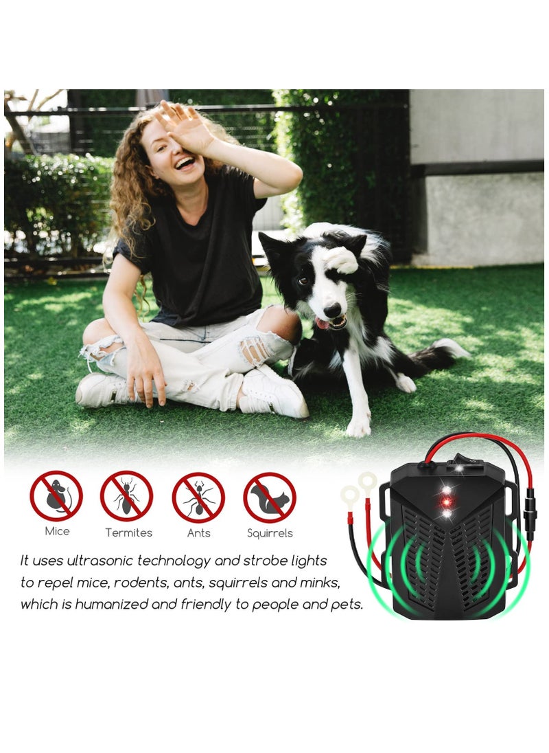 SYOSI - Rodent Repellent for Car Engines Ultrasonic Pest Repeller with Evictor Strobe Light to Keep Mouse Squirrel Rat Out, Under Hood Rodent Repeller for Cars Trucks RV Engine Bay Attic, (2 Pack) - Image 1