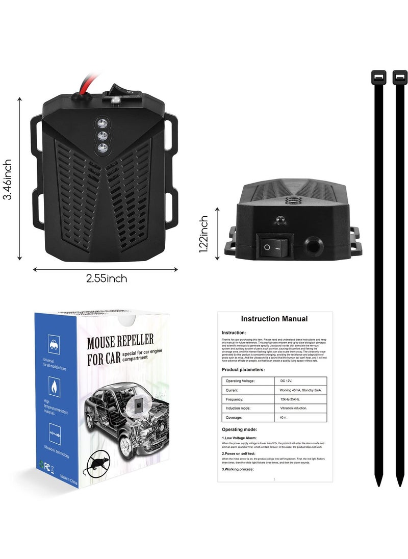 SYOSI - Rodent Repellent for Car Engines Ultrasonic Pest Repeller with Evictor Strobe Light to Keep Mouse Squirrel Rat Out, Under Hood Rodent Repeller for Cars Trucks RV Engine Bay Attic, (2 Pack) - Image 1