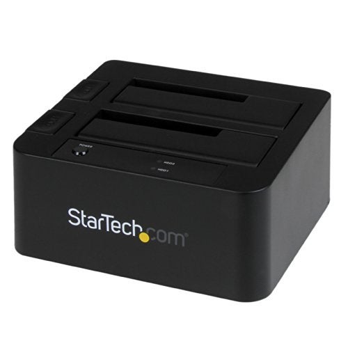 Startech.com StarTechcom DualBay USB 30 eSATA to SATA Hard Drive Docking Station External 2535 SATA IIIIII SSDHDD Docking Station HotSwap Hard Drive Bays TopLoading SDOCK2U33EBBlack - Image 1