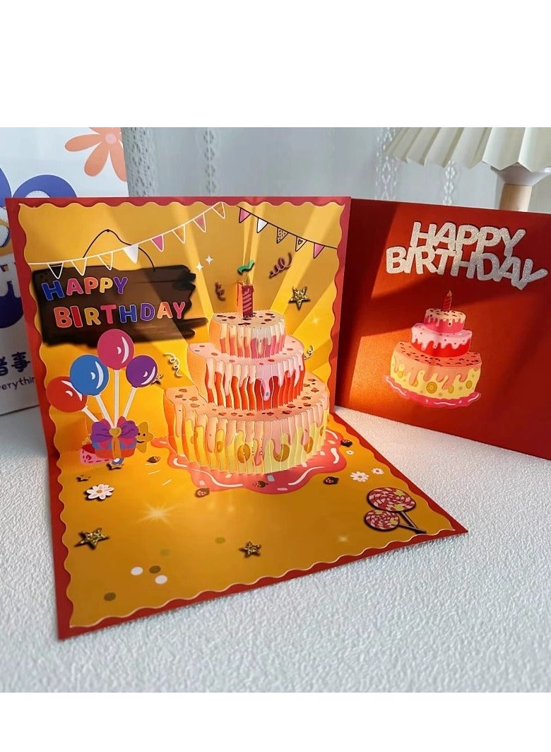 Generic 3D Birthday Card,Exquisite Paper Cut Birthday Card Pop Up Cards, with Light and Music Birthday Gifts, Funny Happy Birthday Gift Card, Warm Gifts for Lover and Friends(Strawberry Cake Style)  - Image 2