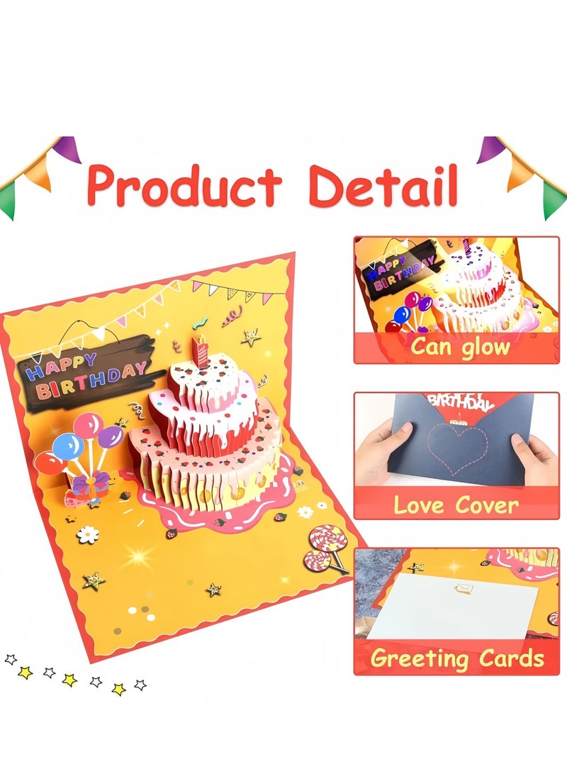 Generic 3D Birthday Card,Exquisite Paper Cut Birthday Card Pop Up Cards, with Light and Music Birthday Gifts, Funny Happy Birthday Gift Card, Warm Gifts for Lover and Friends(Strawberry Cake Style)  - Image 4