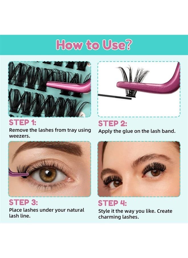 AMZGIRL - Individual Lashes Cluster Amzgirl 280pcs Lash Clusters Diy Eyelash Extensions At Home Soft Natural Eyelashes Clusters mixed Tray Faux Mink Lash (2 StylesI-D Curl,8-16mm Mixed) - Image 1