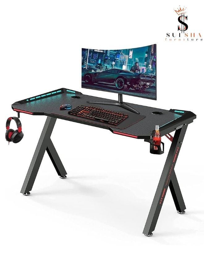 SULSHA Gaming Desk Gaming Table with LED RGB RC Light 120 CM - Image 1