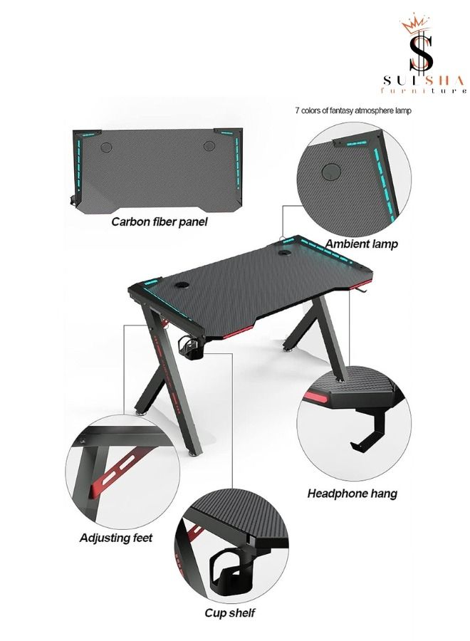 SULSHA Gaming Desk Gaming Table with LED RGB RC Light 120 CM - Image 5